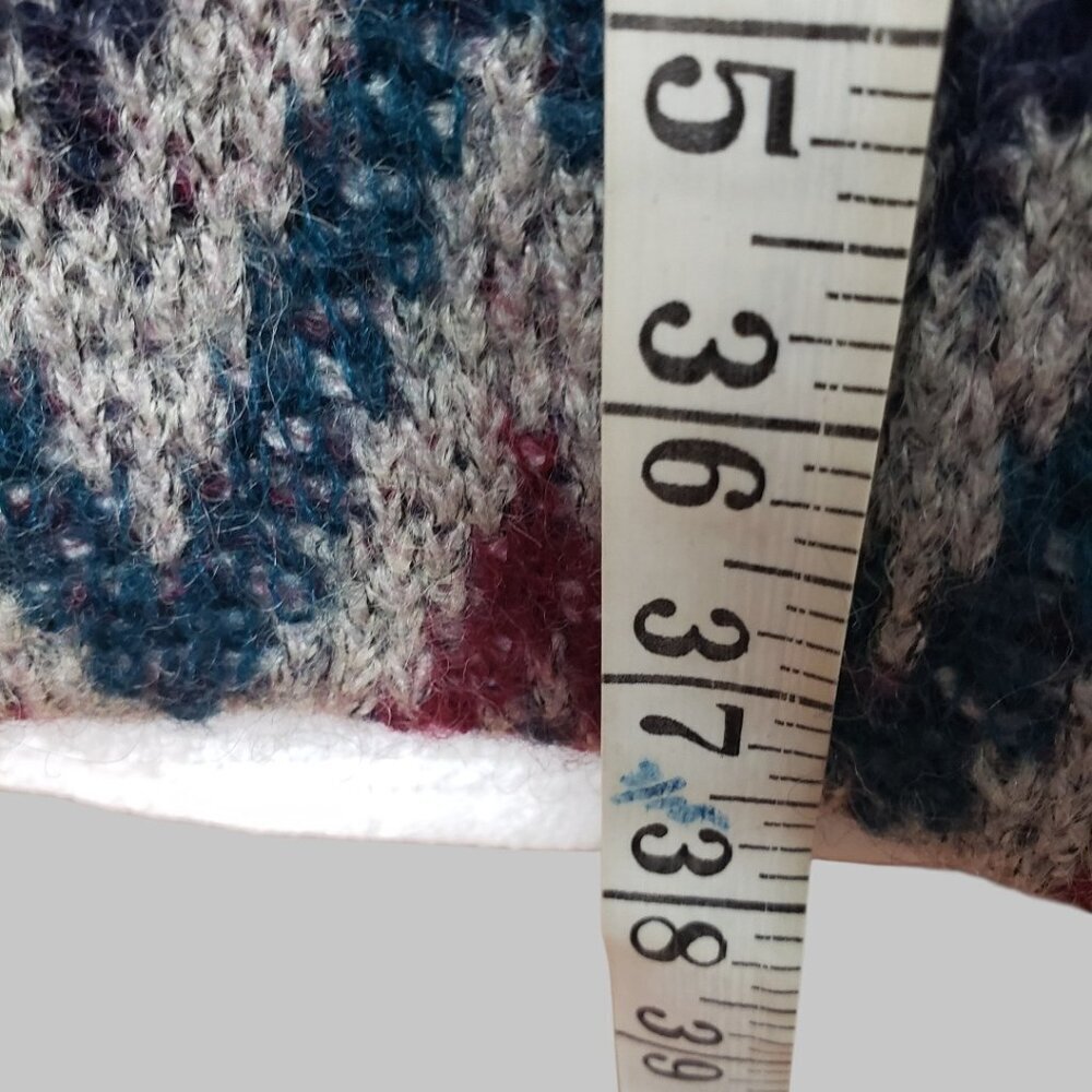 Gioia Donna Vtg Wool Mohair Blend Long Cardigan With Nordic Pattern Gray Meium - Picture 5 of 10